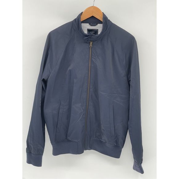J. Crew Jacket Men Medium Blue Nylon Bomber Style Lightweight Full Zip‎ - Picture 1 of 12